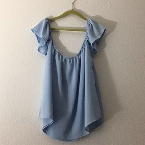 blue off-the-shoulder top